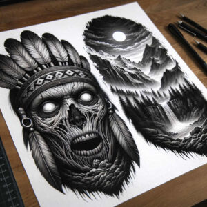 spiritual-motif-tattoo-surrealism-altered-reality-for-foot – tattoo design ideas free ai generated – Gallery: warriors-native-american-inkby-ai