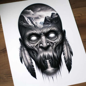 warriors-native-american tattoo design ideas Realism transparent layer feathered warrior represents resilience