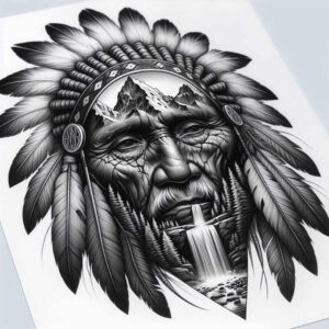 ancestors-motif-tattoo-neotraditional-enhanced-shading-for-lower-leg – tattoo design ideas free ai generated – Gallery: warriors-native-american-inkby-ai