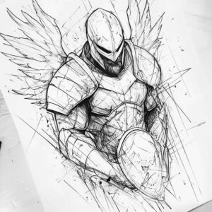 warriors tattoo design ideas Surrealism fantastical elements fearless stance strength and power