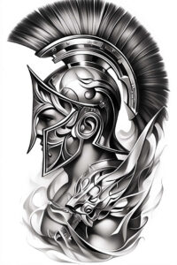 warriors tattoo design ideas watercolor-style mythical warrior endurance and power