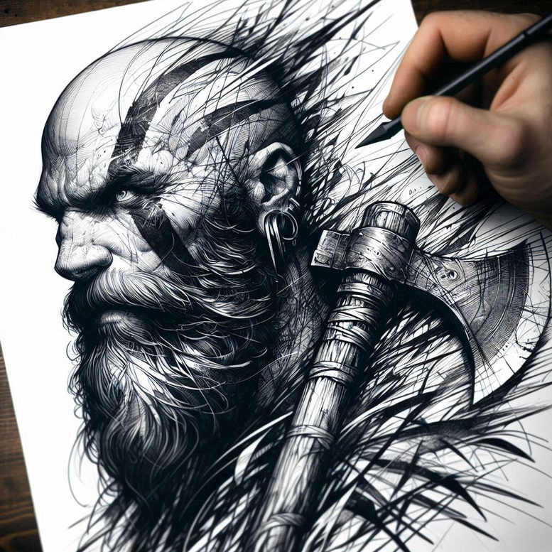 warriors tattoo design ideas Realism visual truth weapon focus for upper chest