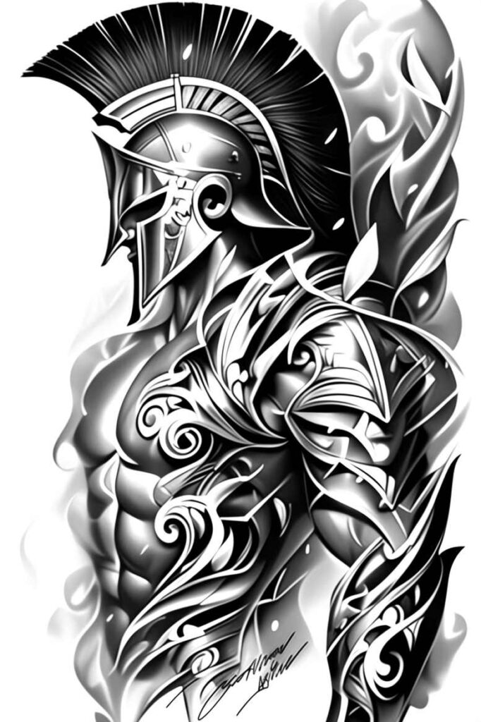 warrior-tattoo-surrealism-hyperreal-for-spine – tattoo design ideas free ai generated – Gallery: warriors-inkby-ai