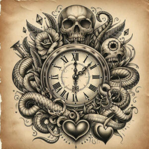 time-with-time-and-space-motif-realism-soft-transitions-for-thigh – tattoo design ideas free ai generated – Gallery: watches-hourglass-inkby-ai