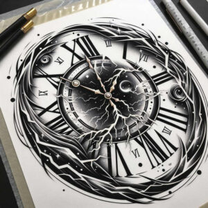 time-artistic-detail-neotraditional-bold-texture-for-back-of-neck – tattoo design ideas free ai generated – Gallery: watches-hourglass-inkby-ai