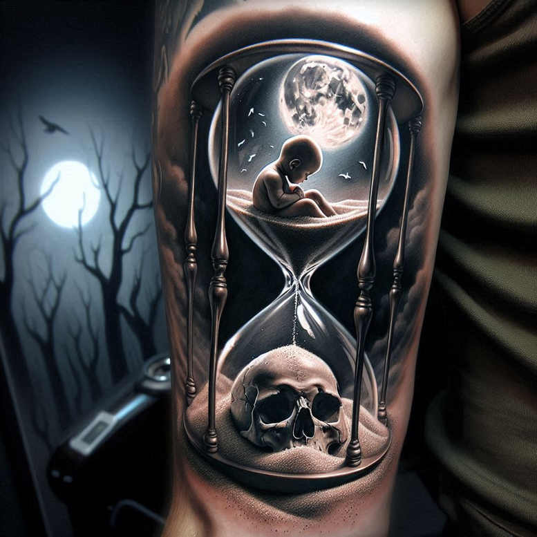 for-women-realism-natural-contrast-for-collarbone – tattoo design ideas free ai generated – Gallery: watches-hourglass-inkby-ai