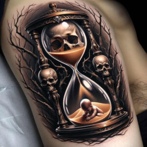 watches-hourglass tattoo design ideas Surrealism vibrant contrasts life span for outer arm