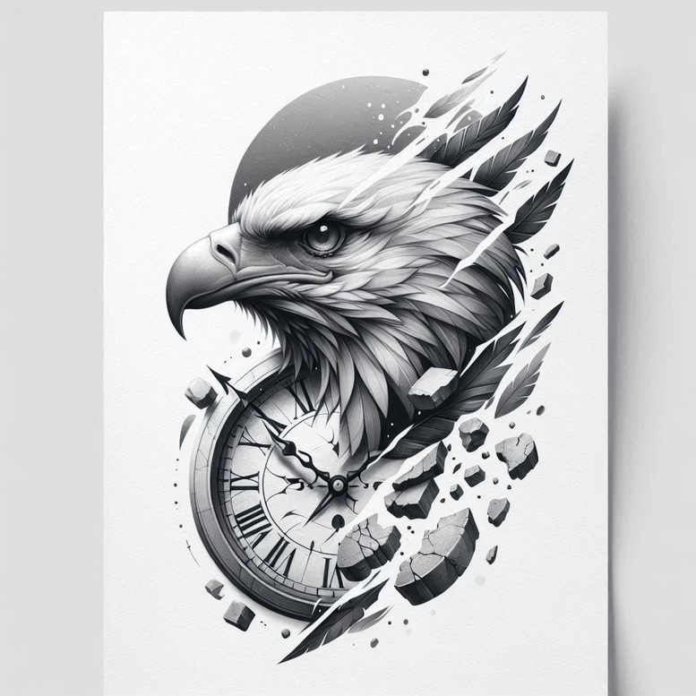 watches-hourglass tattoo design ideas Surrealism fantasy-inspired passing time for upper chest