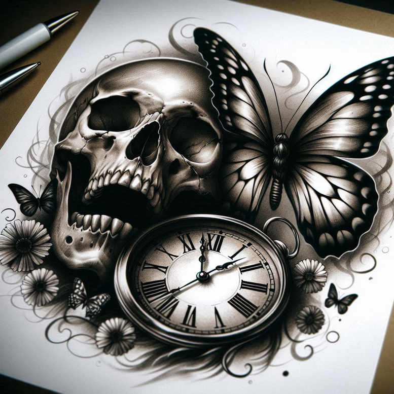 watches-hourglass tattoo design ideas layered shading sands of time for hand