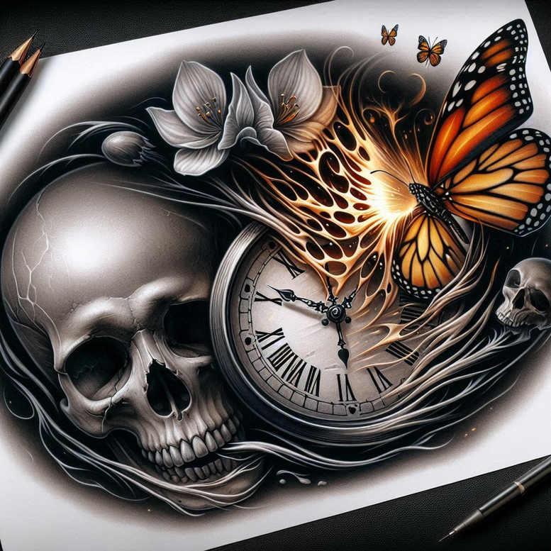 watches-hourglass tattoo design ideas precise lines temporal art for upper shoulder