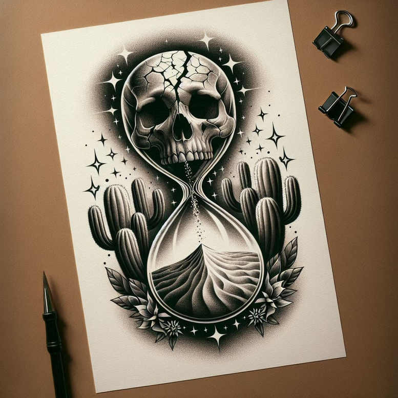watches-hourglass tattoo design ideas Realism realistic perspective ticking symbol symbolising determination