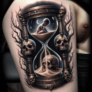 watches-hourglass tattoo design ideas expressive color timekeeper symbolising determination