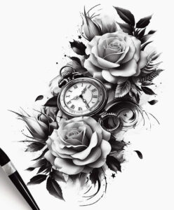 watches-hourglass tattoo design ideas Surrealism morphic transformation visual countdown embodying perseverance