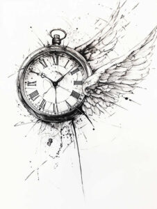 time-and-space-neotraditional-refined-color-palette-for-back-of-neck – tattoo design ideas free ai generated – Gallery: watches-hourglass-inkby-ai