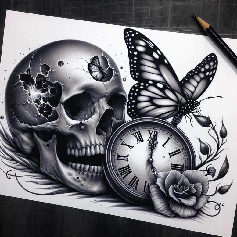 time-with-lines-realism-naturalistic-for-upper-arm – tattoo design ideas free ai generated – Gallery: watches-hourglass-inkby-ai