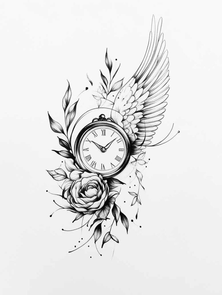 time-with-ornament-neotraditional-bold-outline-for-toe – tattoo design ideas free ai generated – Gallery: watches-hourglass-inkby-ai