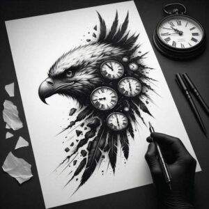 geometric-time-surrealism-impossible-forms-for-upper-back – tattoo design ideas free ai generated – Gallery: watches-hourglass-inkby-ai