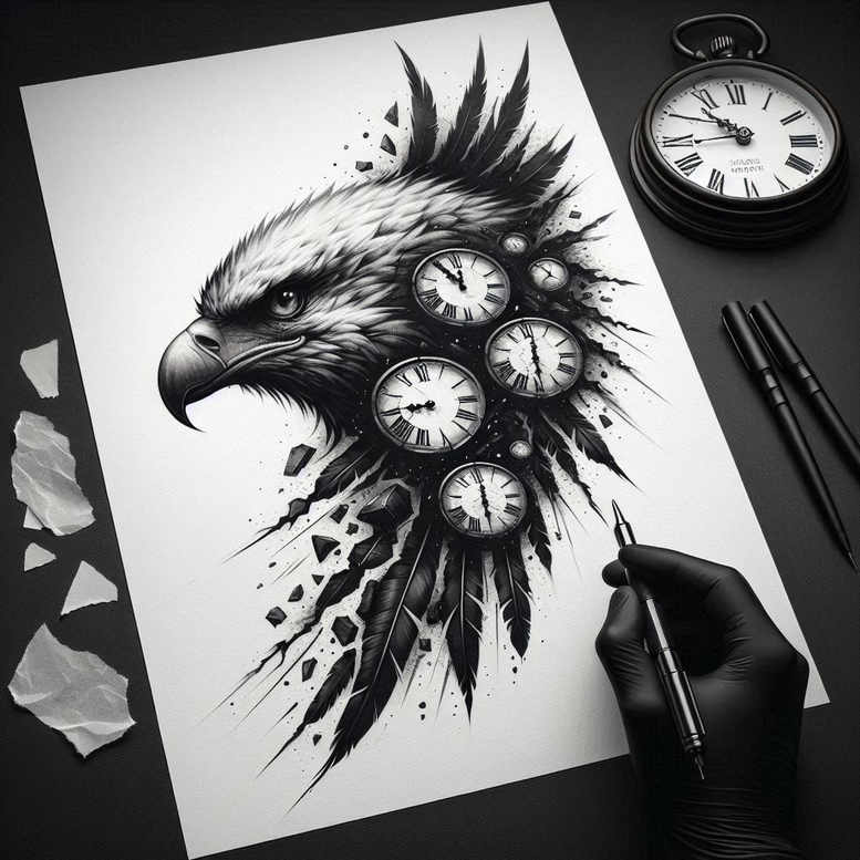 geometric-time-surrealism-impossible-forms-for-upper-back – tattoo design ideas free ai generated – Gallery: watches-hourglass-inkby-ai