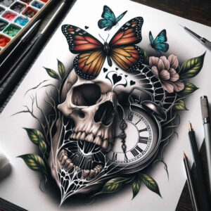 instant-realism-realistic-dimension-for-back-of-neck – tattoo design ideas free ai generated – Gallery: watches-hourglass-inkby-ai