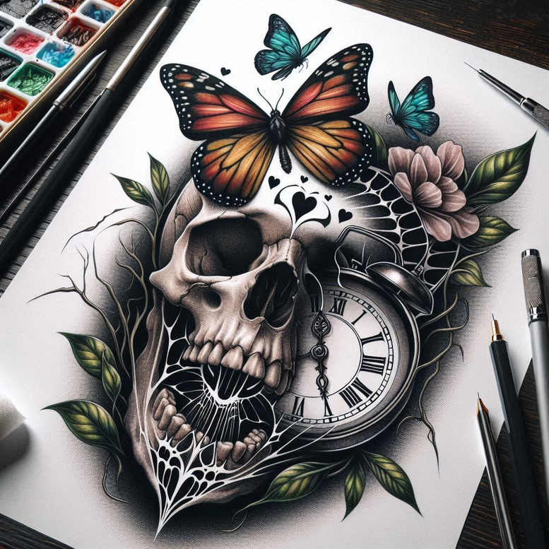 instant-realism-realistic-dimension-for-back-of-neck – tattoo design ideas free ai generated – Gallery: watches-hourglass-inkby-ai