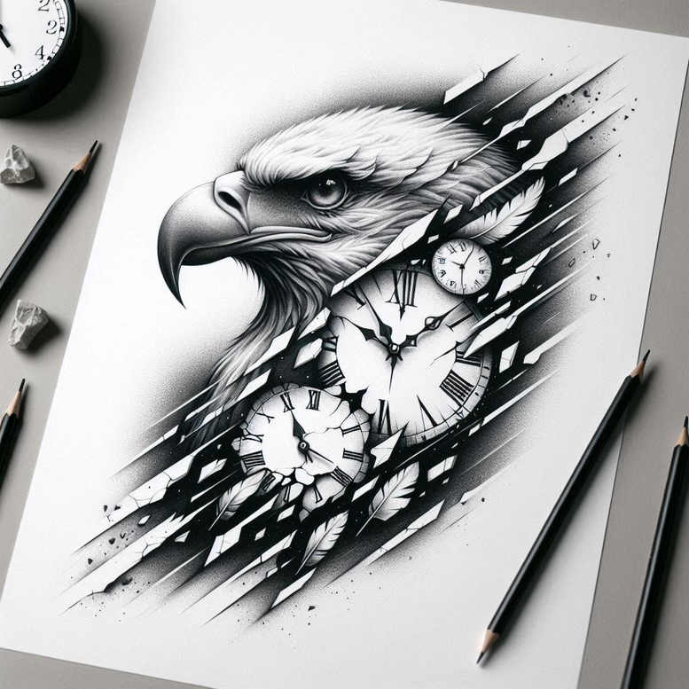 time-change-symbol-neotraditional-modern-classic-for-abdomen – tattoo design ideas free ai generated – Gallery: watches-hourglass-inkby-ai