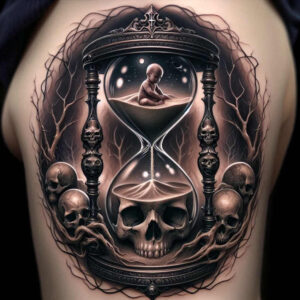 time-transformation-symbol-neotraditional-vintage-influence-for-wrist-side – tattoo design ideas free ai generated – Gallery: watches-hourglass-inkby-ai