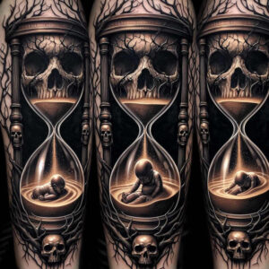 time-harmony-symbol-surrealism-translucent-layers-for-sternum – tattoo design ideas free ai generated – Gallery: watches-hourglass-inkby-ai