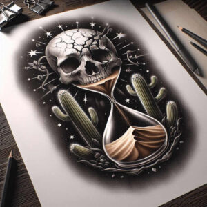 time-with-shadow-motif-neotraditional-vibrant-palette-for-lower-back – tattoo design ideas free ai generated – Gallery: watches-hourglass-inkby-ai