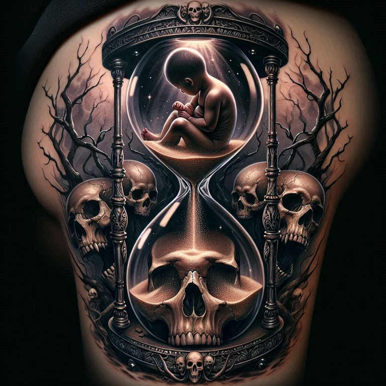 time-with-ornament-neotraditional-classic-motifs-for-upper-thigh – tattoo design ideas free ai generated – Gallery: watches-hourglass-inkby-ai