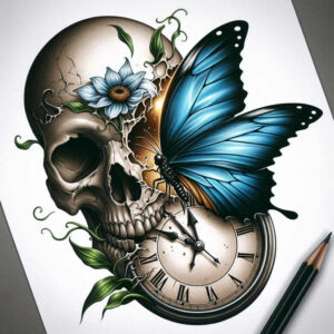 time-rebirth-symbol-neotraditional-vivid-detail-for-side – tattoo design ideas free ai generated – Gallery: watches-hourglass-inkby-ai
