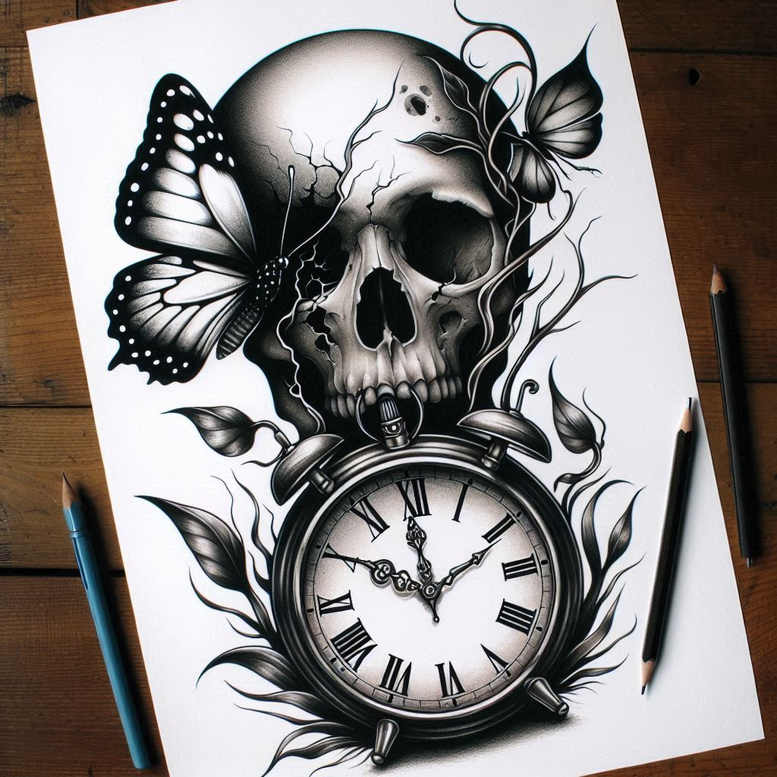 time-change-symbol-surrealism-phantasm-for-hand – tattoo design ideas free ai generated – Gallery: watches-hourglass-inkby-ai