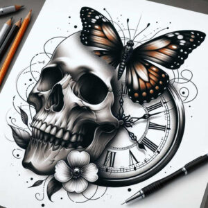 time-with-lines-neotraditional-classic-motifs-for-lower-thigh – tattoo design ideas free ai generated – Gallery: watches-hourglass-inkby-ai