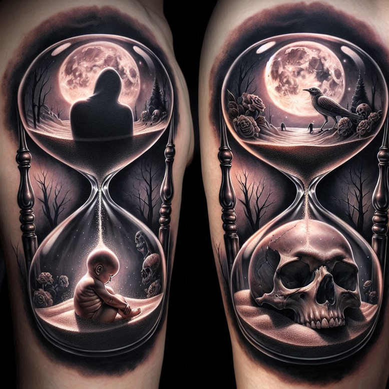 time-journey-symbol-neotraditional-detailed-textures-for-abdomen – tattoo design ideas free ai generated – Gallery: watches-hourglass-inkby-ai