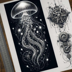 marine-animals-neotraditional-vivid-detail-for-temple – tattoo design ideas free ai generated – Gallery: water-animals-inkby-ai