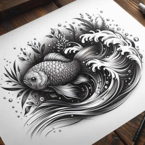 animals-with-3d-effect-neotraditional-layered-fill-for-lower-chest – tattoo design ideas free ai generated – Gallery: water-animals-inkby-ai