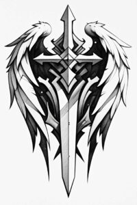 weapons-with-battle-motif-ornamental-rays-for-nape – tattoo design ideas free ai generated – Gallery: weapons-inkby-ai