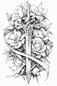 weapons-with-strength-and-courage-motif-circle-segments-for-back – tattoo design ideas free ai generated – Gallery: weapons-inkby-ai