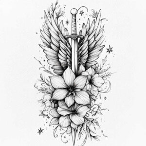 weapons-with-protection-symbols-geometric-lace-for-calf – tattoo design ideas free ai generated – Gallery: weapons-inkby-ai