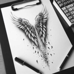 3d-wings-tattoo – tattoo design ideas free ai generated – neotraditional-color-overlays – for-calf – Gallery: wings-inkby-ai