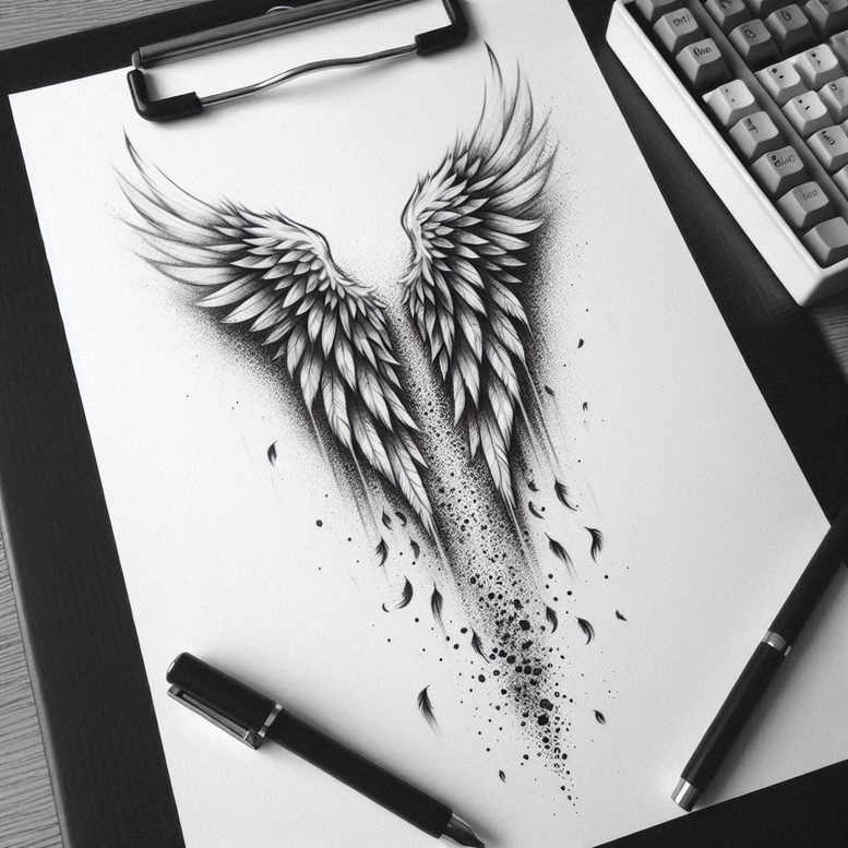3d-wings-tattoo – tattoo design ideas free ai generated – neotraditional-color-overlays – for-calf – Gallery: wings-inkby-ai