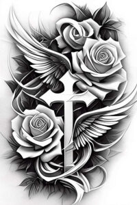 abstract-wings-tattoo – tattoo design ideas free ai generated – neotraditional-modern-classic – for-lower-leg – Gallery: wings-inkby-ai