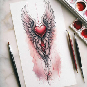 abstract-wings-tattoo – tattoo design ideas free ai generated – realism-smooth-gradients – for-side – Gallery: wings-inkby-ai