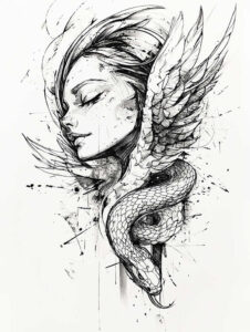 angel-wing-tattoo – tattoo design ideas free ai generated – surrealism-juxtaposition – for-upper-shoulder – Gallery: wings-inkby-ai