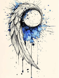 angelic-motif-wings-tattoo – tattoo design ideas free ai generated – neotraditional-artistic-contrast – for-back-shoulder – Gallery: wings-inkby-ai