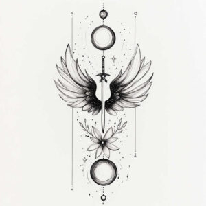 artistic-detail-wings-tattoo – tattoo design ideas free ai generated – neotraditional-detailed-linework – for-scapula – Gallery: wings-inkby-ai
