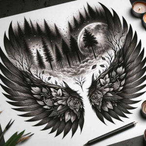 artistic-wings-tattoo – tattoo design ideas free ai generated – neotraditional-modern-classic – for-shin – Gallery: wings-inkby-ai