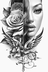 delicate-shading-wings-tattoo – tattoo design ideas free ai generated – realism-light-and-shadow-play – for-nape – Gallery: wings-inkby-ai