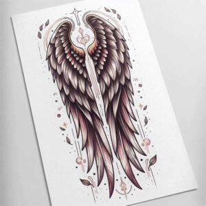 delicate-wings-tattoo – tattoo design ideas free ai generated – neotraditional-color-richness – for-abdomen – Gallery: wings-inkby-ai