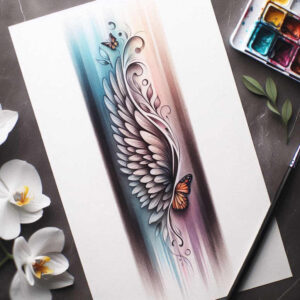 detailed-wings-tattoo – tattoo design ideas free ai generated – realism-gradient-tones – for-neck – Gallery: wings-inkby-ai
