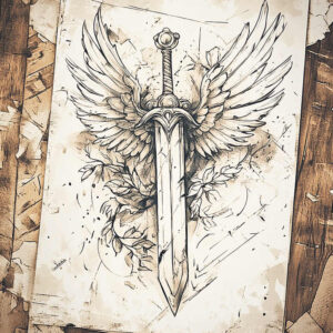 detailed-wings-tattoo – tattoo design ideas free ai generated – surrealism-dreamlike – for-shin – Gallery: wings-inkby-ai